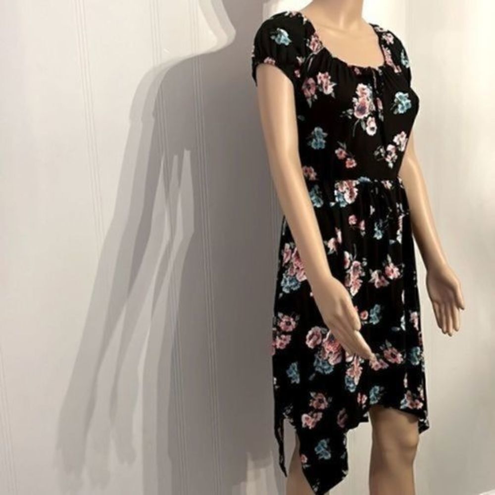 ULTRA-FLIRT casual rose print A-line dress S ruched NWT - Picture 3 of 12